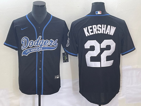 Men's Los Angeles Dodgers #22 Clayton Kershaw Black Cool Base St