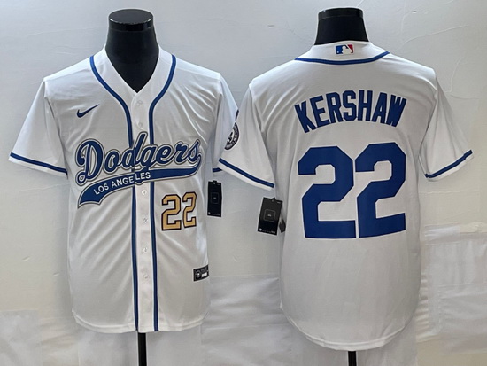 Men's Los Angeles Dodgers #22 Clayton Kershaw Number White Cool 