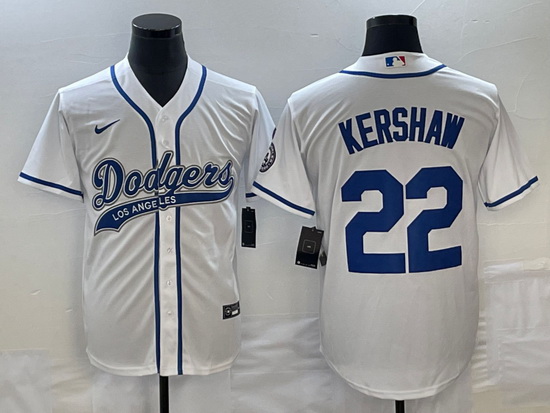 Men's Los Angeles Dodgers #22 Clayton Kershaw White Cool Base St