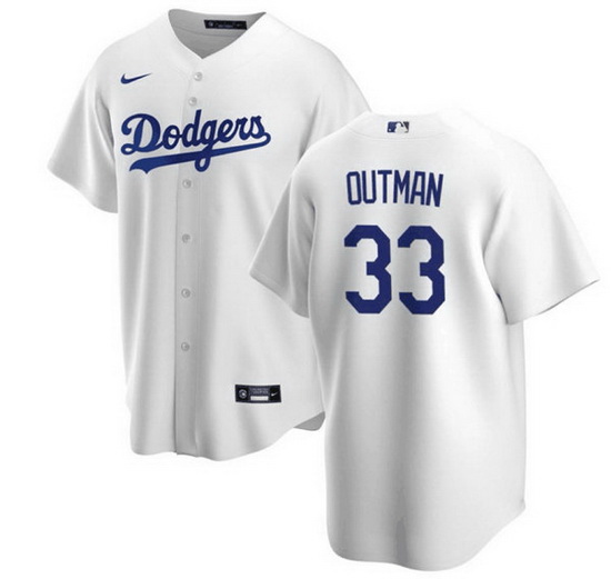 Men's Los Angeles Dodgers #33 James Outman White Cool Base Stitc