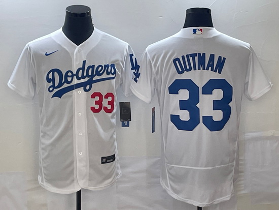 Men's Los Angeles Dodgers #33 James Outman White Flex Base Stitc