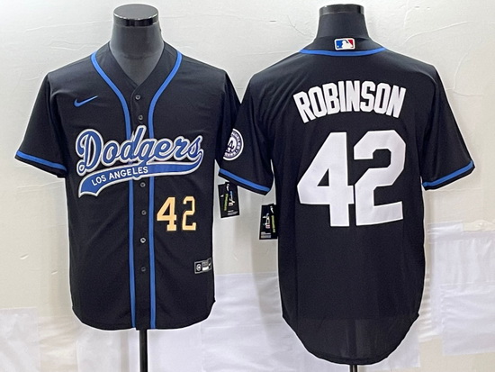 Men's Los Angeles Dodgers #42 Jackie Robinson Number Black With 