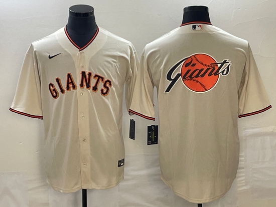 Men's San Francisco Giants Cream Team Big Logo Cool Base Stitched Baseball Jersey