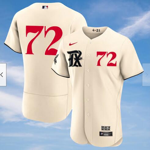 Men's Texas Rangers Jonathan Hernandez #72 Cream 2023 City Connect Cool Base Stitched Baseball Jerse