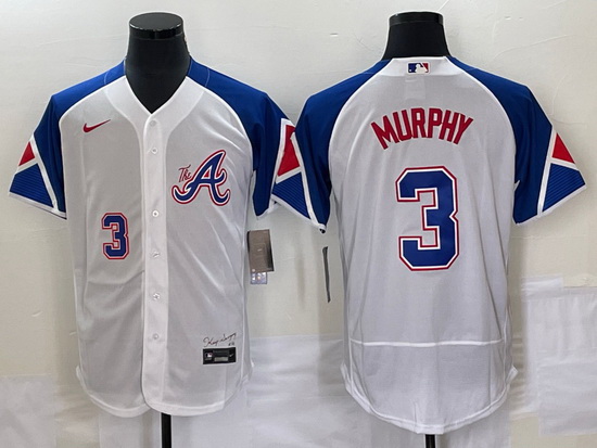 Men Atlanta Braves 3 Dale Murphy White 2023 City Connect Flex Base Stitched Jersey