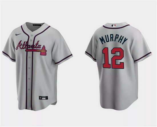 Men Atlanta Braves 12 Sean Murphy Gray Cool Base Stitched Baseball Jersey