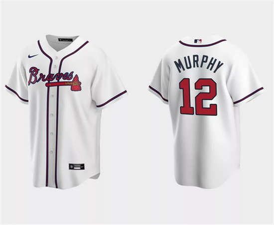 Men Atlanta Braves 12 Sean Murphy White Cool Base Stitched Baseball Jersey