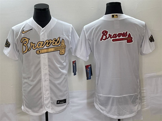 Men Atlanta Braves 2022 All Star White Team Big Logo Flex Base Stitched Jersey