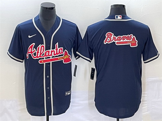 Men Atlanta Braves Navy Team Big Logo Cool Base Stitched Baseball Jerseys