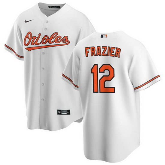 Men Baltimore Orioles 12 Adam Frazier White Cool Base Stitched Jersey