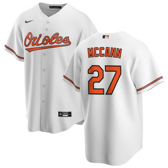 Men Baltimore Orioles 27 James McCann White Cool Base Stitched Jersey