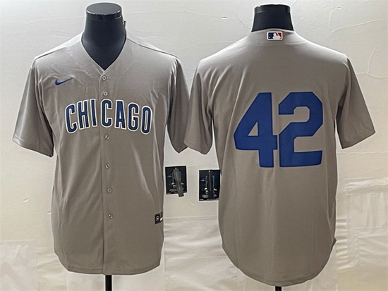 Men Chicago Cubs 42 Bruce Sutter Gray Cool Base Stitched Jersey