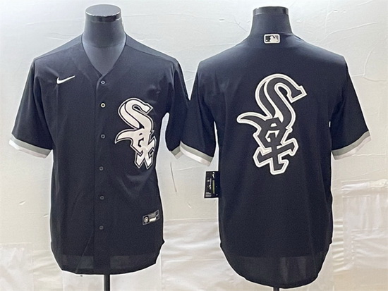 Men Chicago White Sox Black Team Big Logo Cool Base Stitched JerseyS