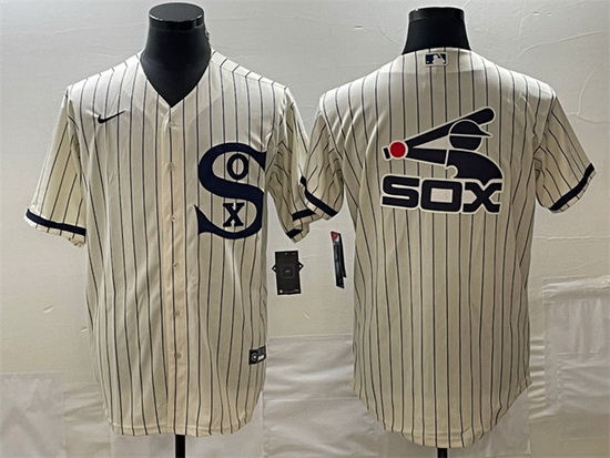 Men Chicago White Sox Cream Team Big Logo Cool Base Stitched Jersey