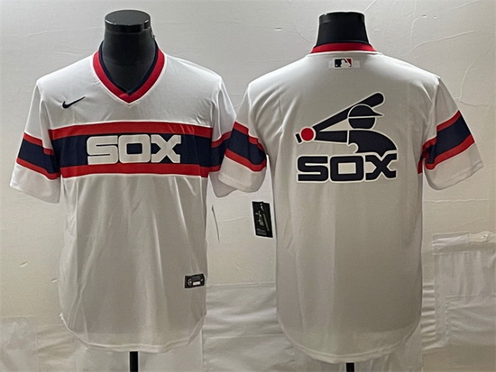 Men Chicago White Sox White Team Big Logo Cool Base Stitched Jersey