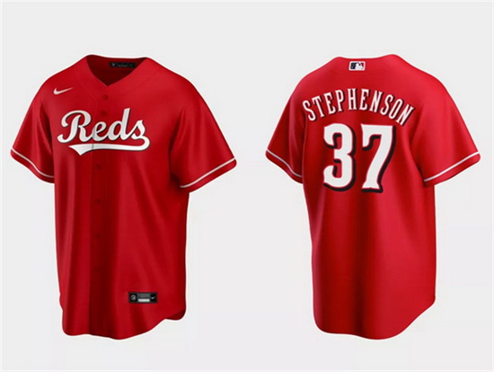 Men Cincinnati Reds 37 Tyler Stephenson Red Cool Base Stitched Baseball Jersey