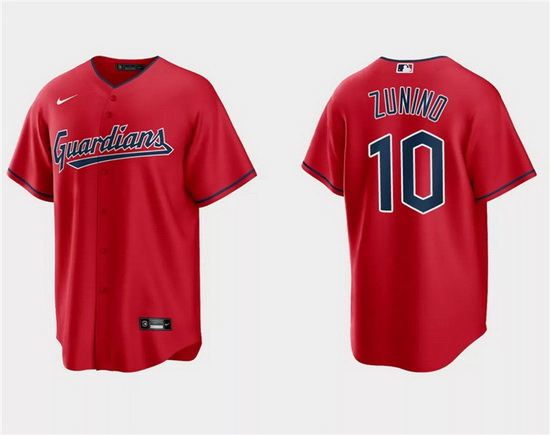 Men Cleveland Guardians 10 Mike Zunino Red Cool Base Stitched Jersey