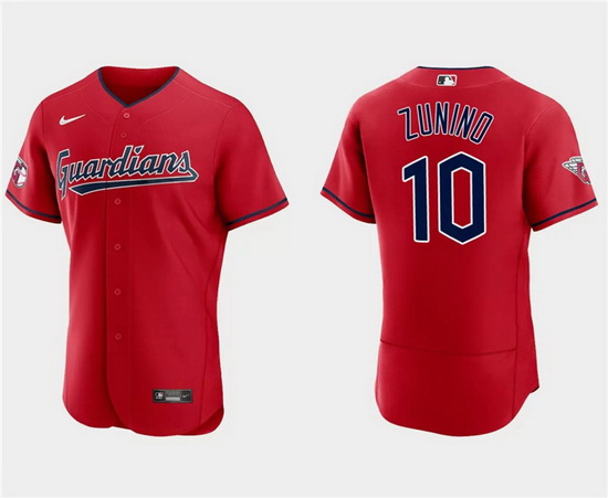 Men Cleveland Guardians 10 Mike Zunino Red Flex Base Stitched Jersey