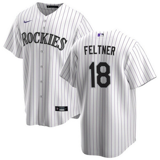 Men Colorado Rockies 18 Ryan Feltner White Stitched Baseball Jersey