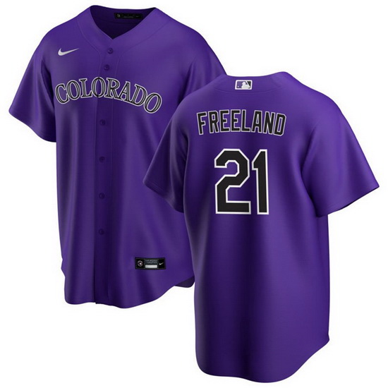 Men Colorado Rockies 21 Kyle Freeland Purple Stitched Baseball Jersey