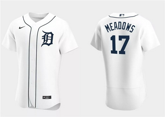 Men Detroit Tigers 17 Austin Meadows White Flex Base Stitched Jersey