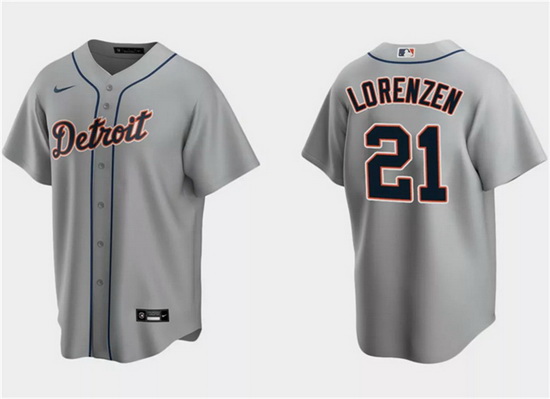 Men Detroit Tigers 21 Michael Lorenzen Grey Cool Base Stitched Jersey