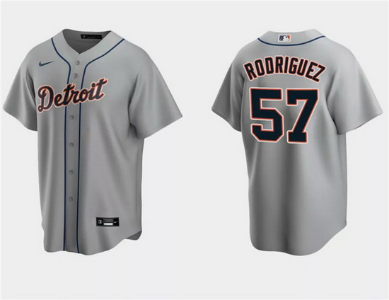 Men Detroit Tigers 57 Eduardo Rodriguez Grey Cool Base Stitched Jersey