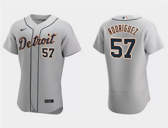 Men Detroit Tigers 57 Eduardo Rodriguez Grey Flex Base Stitched Jersey