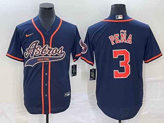 Men Houston Astros 3 Jeremy Pena Navy Cool Base Stitched Baseball Jersey