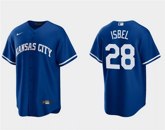 Men Kansas City Royals 28 Kyle Isbel Royal Cool Base Stitched Baseball Jersey