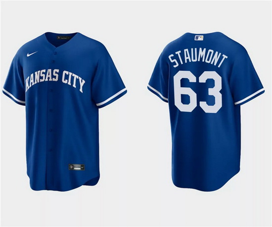 Men Kansas City Royals 63 Josh Staumont Royal Cool Base Stitched Baseball Jersey