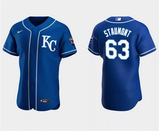 Men Kansas City Royals 63 Josh Staumont Royal Flex Base Stitched MLB Jersey