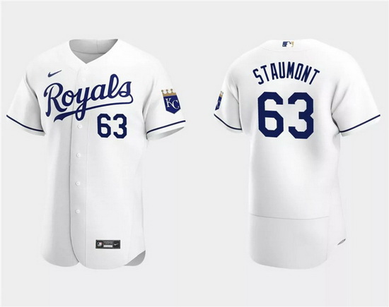 Men Kansas City Royals 63 Josh Staumont White Flex Base Stitched MLB Jersey