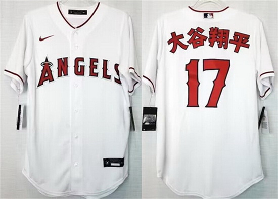 Men Los Angeles Angels 17  u5927 u8C37 u7FD4 u5E73 White Cool Base Stitched Jersey