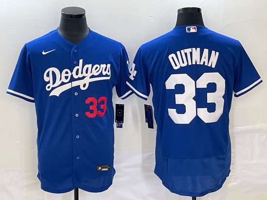 Men Los Angeles Dodgers 33 James Outman Blue Flex Base Stitched Baseball Jersey