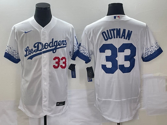 Men Los Angeles Dodgers 33 James Outman White City Connect Flex Base Stitched Baseball Jersey