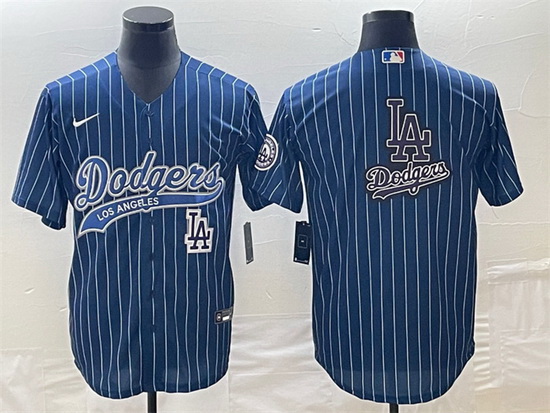 Men Los Angeles Dodgers Blue Team Big Logo With Patch Cool Base Stitched Baseball Jerseys