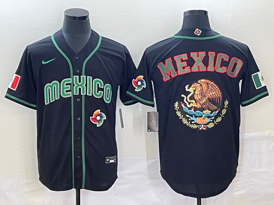 Men Mexico Baseball 2023 Black Team Big Logo World Baseball Classic Stitched Jersey