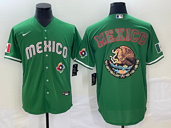 Men Mexico Baseball 2023 Green Team Big Logo World Baseball Classic Stitched Jersey 1