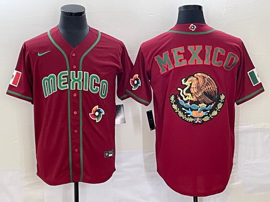 Men Mexico Baseball 2023 Red Team Big Logo World Baseball Classic Stitched Jersey