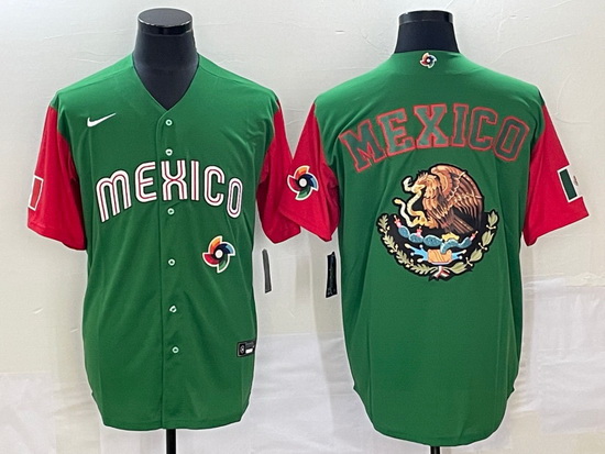 Men Mexico Baseball 2023 Green Team Big Logo World Baseball Classic Stitched Jersey