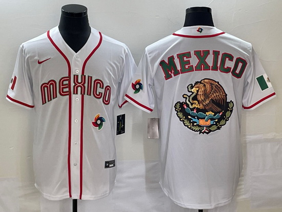 Men Mexico Baseball 2023 White Team Big Logo World Baseball Classic Stitched Jersey