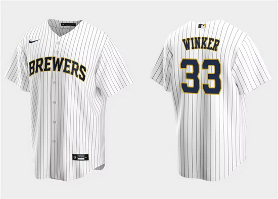 Men Milwaukee Brewers 33 Jesse Winker White Cool Base Stitched Jersey