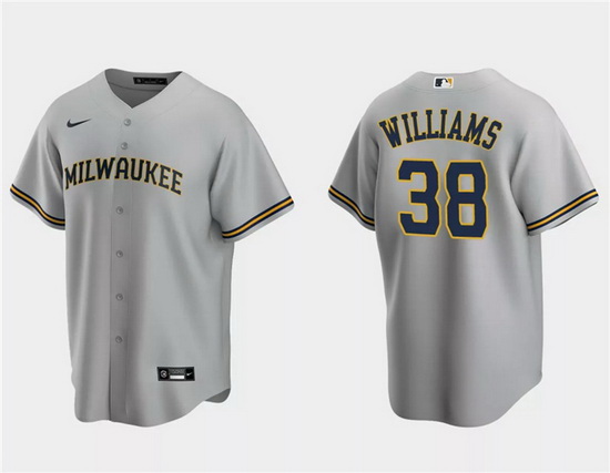 Men Milwaukee Brewers 38 Devin Williams Grey Cool Base Stitched Jersey