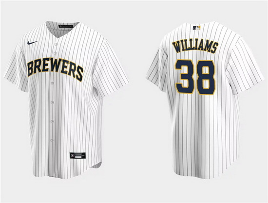 Men Milwaukee Brewers 38 Devin Williams White Cool Base Stitched Jersey