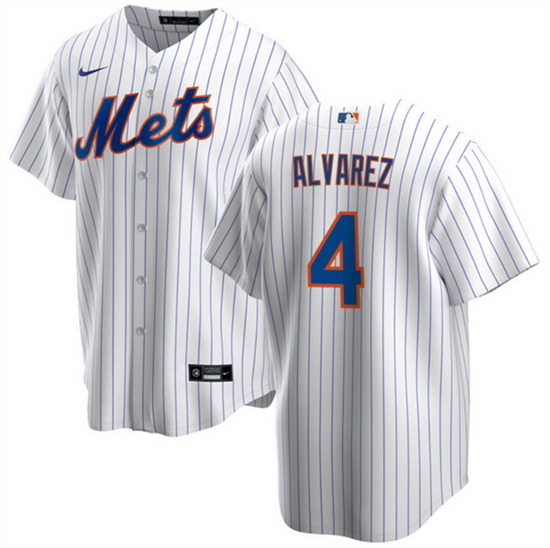 Men New York Mets 4 Francisco  C1lvarez White Cool Base Stitched Baseball Jersey