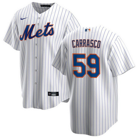 Men New York Mets 59 Carlos Carrasco White Cool Base Stitched Jersey