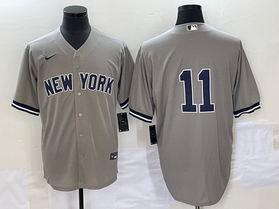 Men New York Yankees 11 Anthony Volpe Gray Cool Base Stitched Baseball Jersey