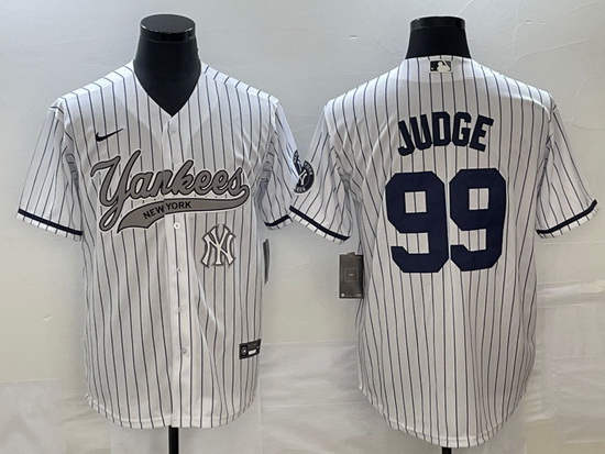 Men New York Yankees 99 Aaron Judge White With Patch Cool Base Stitched Baseball Jersey