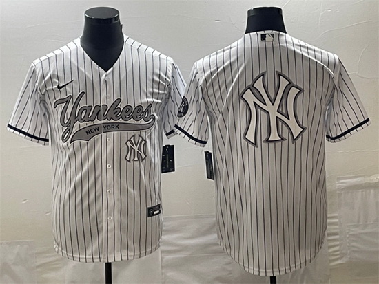 Men New York Yankees White Team Big Logo Cool Base With Patch Stitched Baseball Jersey